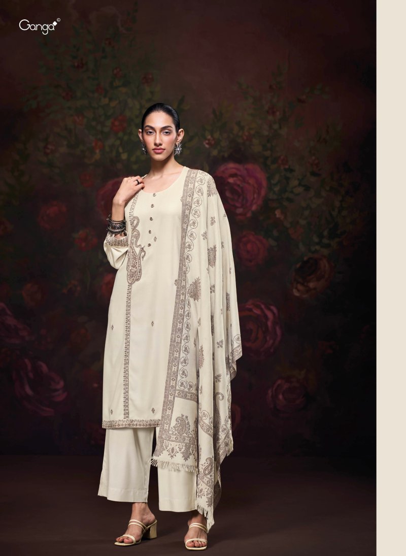 Iktara By Ganga Pure Pashmina Dress Material
